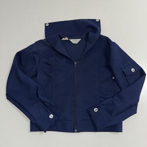 Vintage Miss Holly Navy Blue Nautical Sailor Anchor Top Girls 16 Made In Japan